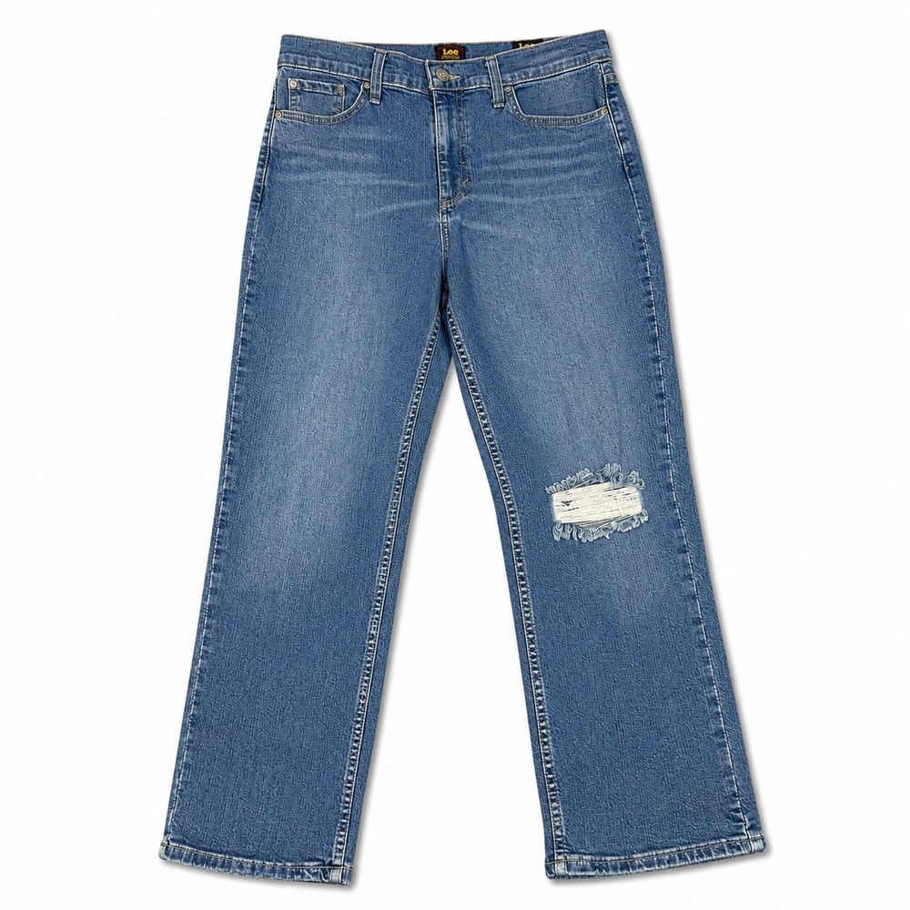 Lee Distressed Straight Leg Jeans Womens Size 10 Medium Stretch Denim NWT
